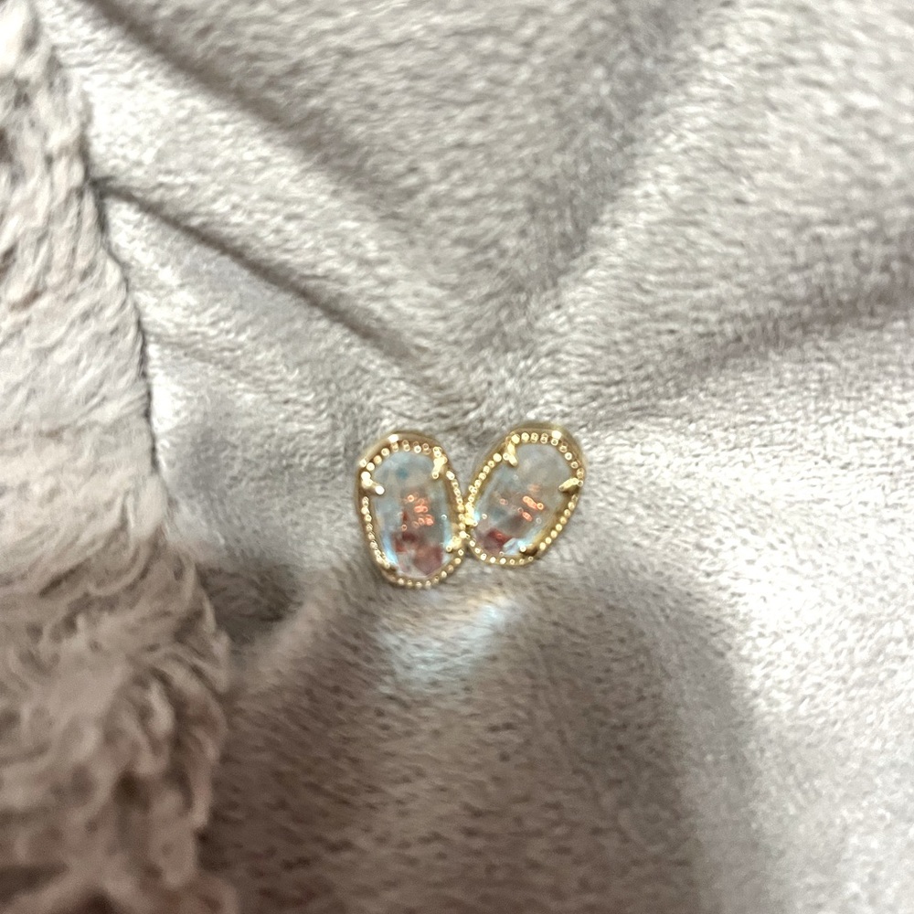 Ellie gold stud earrings in dichroic glass